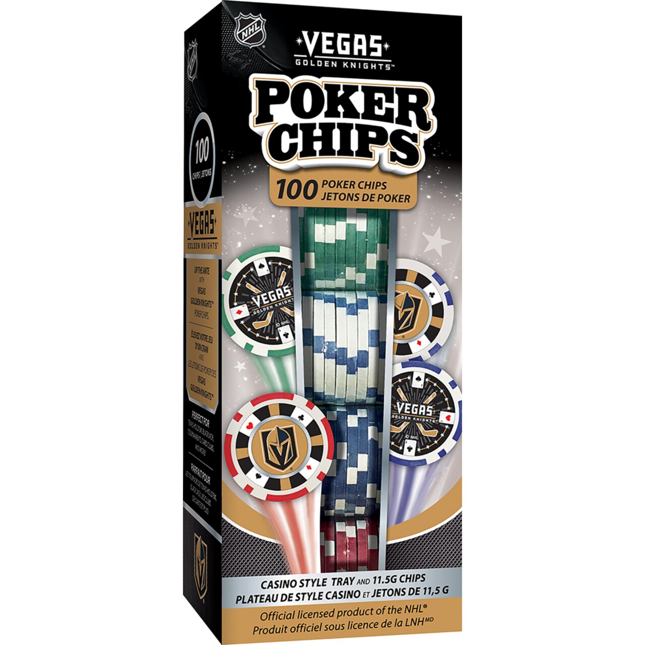 Masterpieces Casino 100 Piece Poker Chip Set - NHL Las Vegas Golden Knights